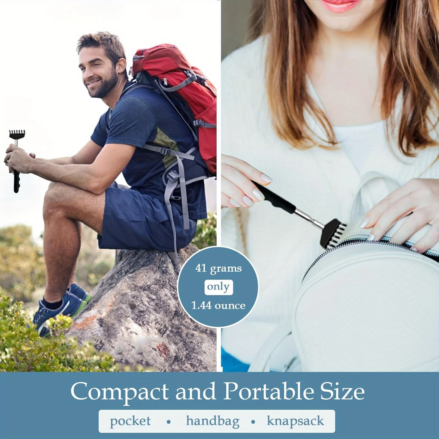 Handheld Back Scratcher Extendable Metal Portable Back Scratcher for Men Women Adults Telescoping Back Massager with PVC Handles