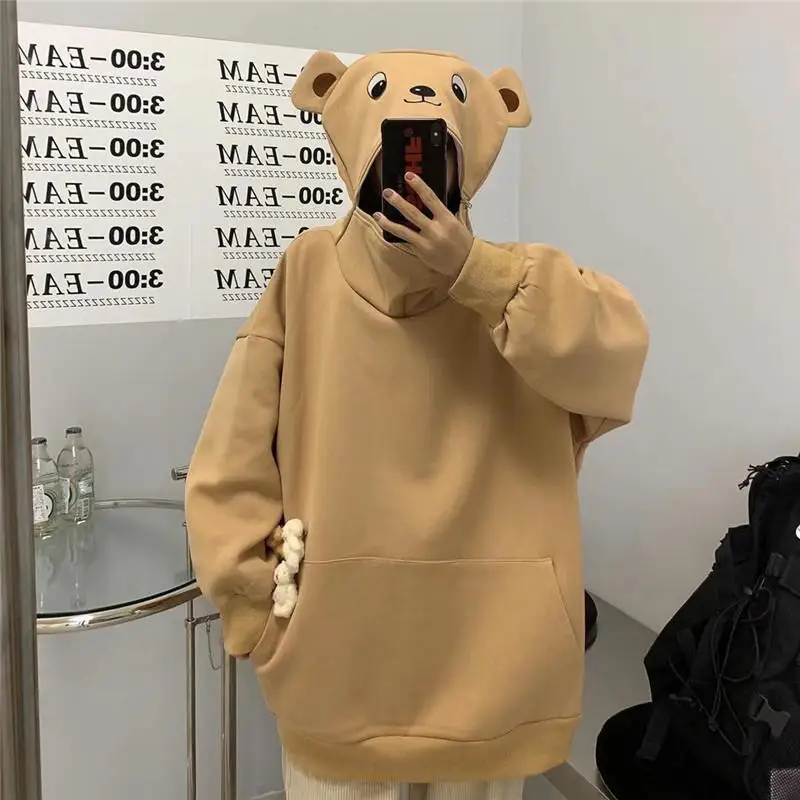 Teddy Bear Hoodie Sweatshirt Women Plush Thick Tracksuit Cute Vintage Harajuku Couple Clothing Oversized Bear Hoodies Pullovers
