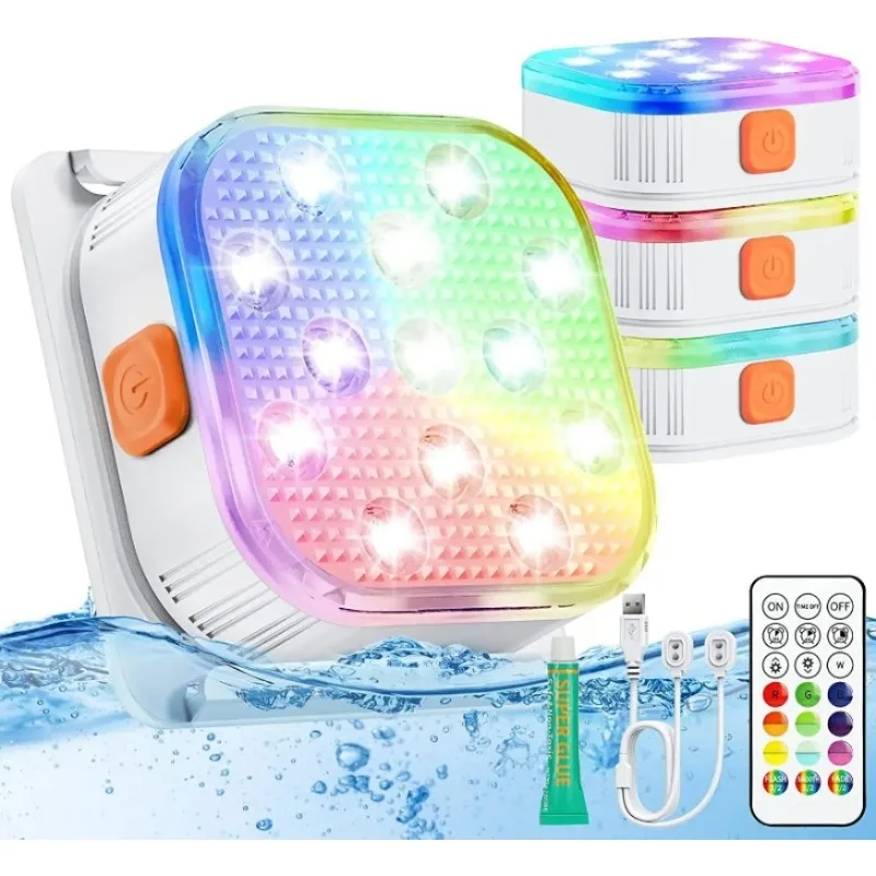 Underwater Light Underwater Lights LED Submersible Pool Lights Rechargeable 200FT Remote Control Swimming Pool Light with Timer Color changing