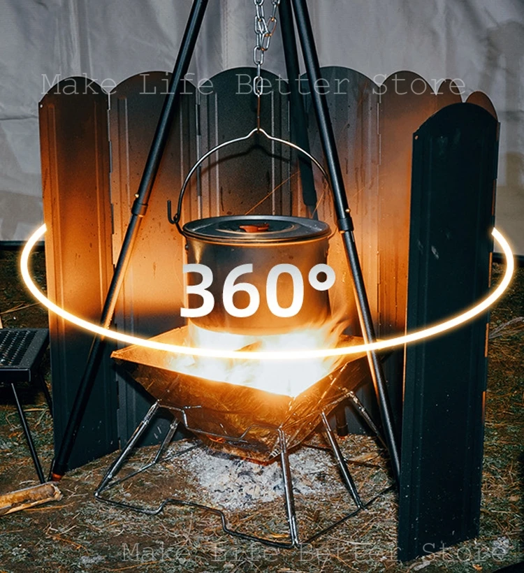 Pare-vent pour Réchaud de Camping - Bloqueur de Vent en Acier Robuste pour Réchauds à Gaz et Butane - Pare-Brise Pliant avec Sac à Cordon pour Camping, Randonnée, randonnée et Cuisine en