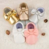 KIDSUN Baby Girl Princess Pink Shoes Bow-Knot Pu Solid Color Soft Sole Flat Toddler First Walker Gift Infant Crib Shoes 0-18M 1