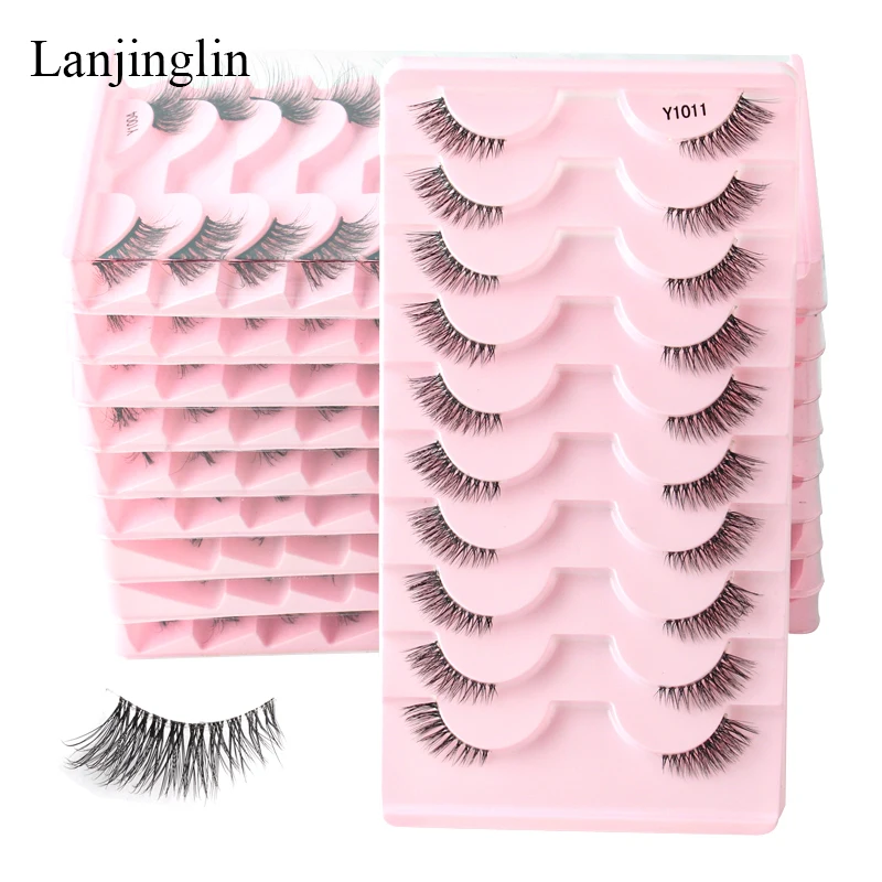 

Wholesale Eyelashes 2-20Boxes 3d Mink Lashes Half Eyelashes Natural Long Faux Cils Makeup Tool Extension Half Lashes maquillage