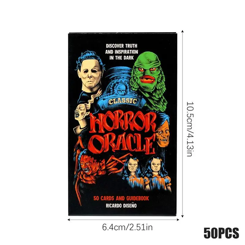 Classic Horror Tarot Cards Psychological Oracle Deck Portable Classic Horror Oracle Full English Version 50-Card Cards Game 6