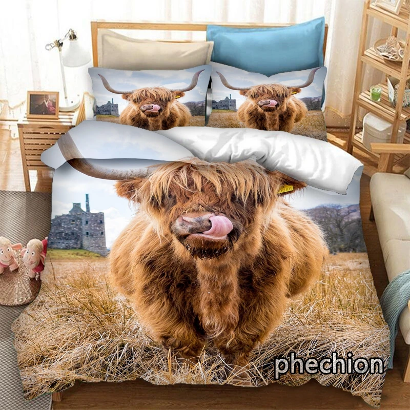 

phechion Animal Yak 3D Print Bedding Set Duvet Covers Pillowcases One Piece Comforter Bedding Sets Bedclothes Bed K348