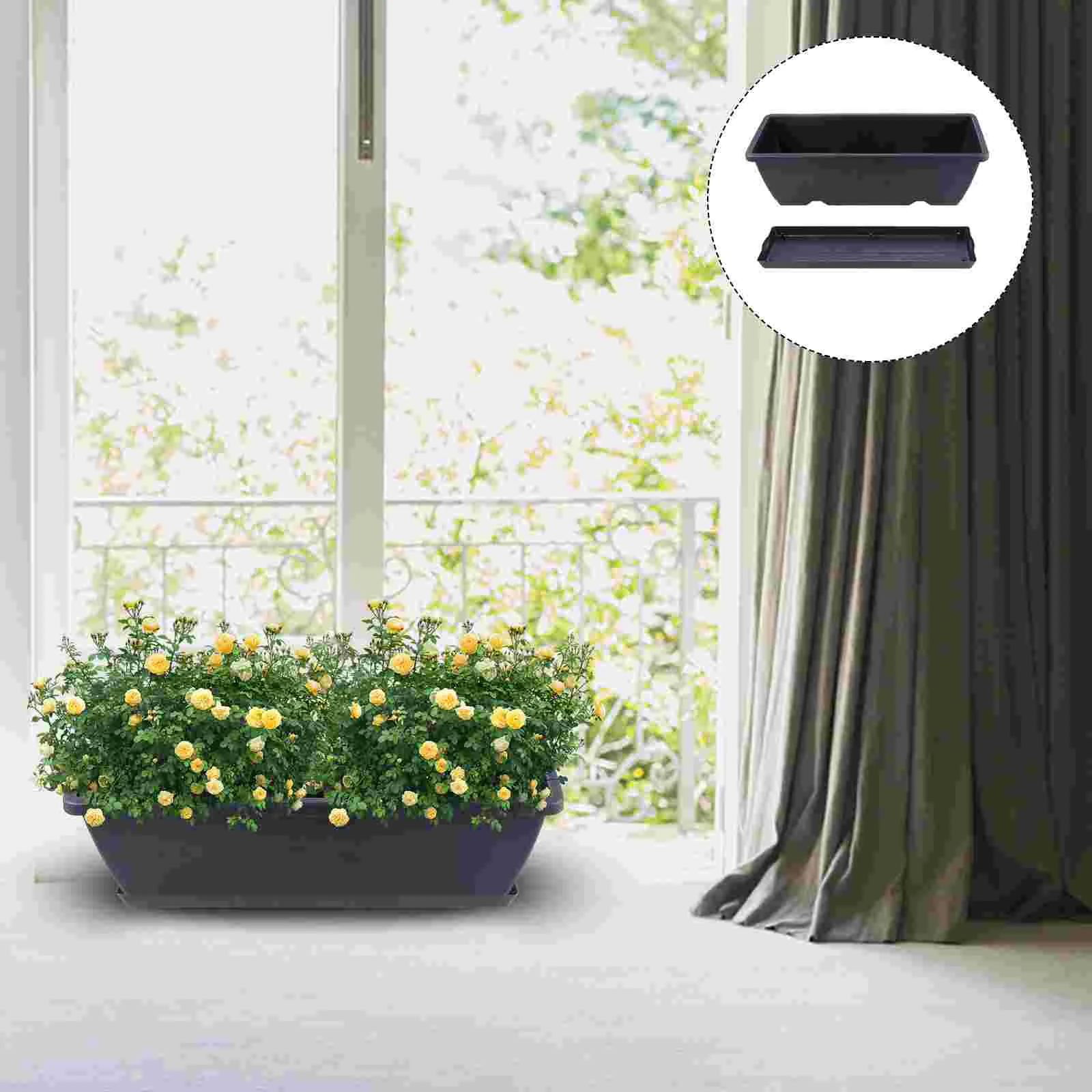 

Window Box Planter 20Inch Rectangular Flower Boxes Drainage Holes Trays Planter Box Plastic Indoor Outdoor Plant Box