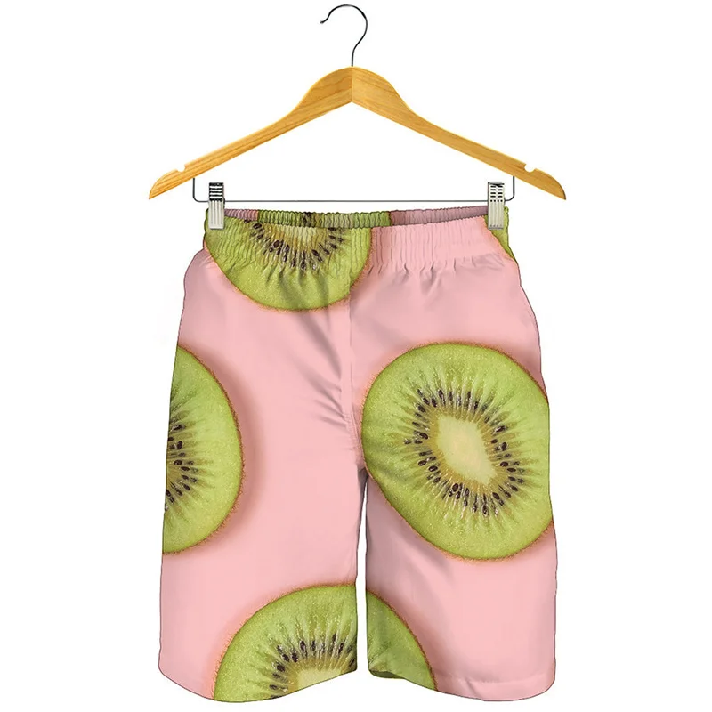 

Fashion Kiwi 3D Printed Beach Shorts Men Kids Cartoon Fruits Pattern Swimming Trunks Summer Vacation Loose Surf Board Shorts