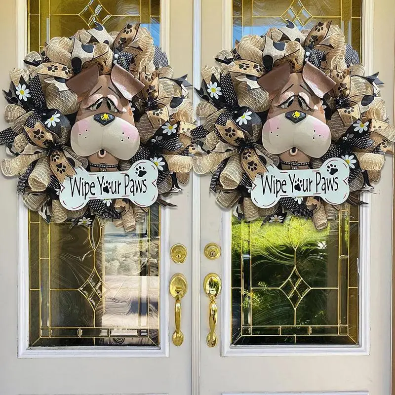Puppy-Wreath-Garland-Dog-Head-Floral-Hoop-Christmas-Decor-Flower-DIY-Wedding-Car-Decoration-Home-Hanging.jpg Kiskutya Koszorú Garland Kutya Fej Virág Karika Karácsonyi Dekoráció Barkácsolás Esküvői Autó Otthon Lógó Mesterséges - Image 2