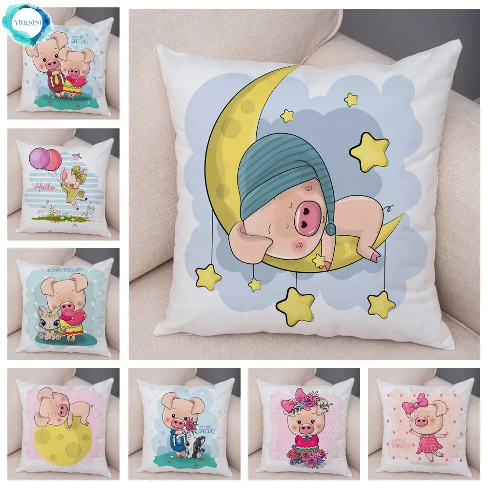 

Cute Cartoon Pet Pig Pillowcase Decorative Animal Pillowcase Cushion Cover Children's Room Sofa Home Pillowcase