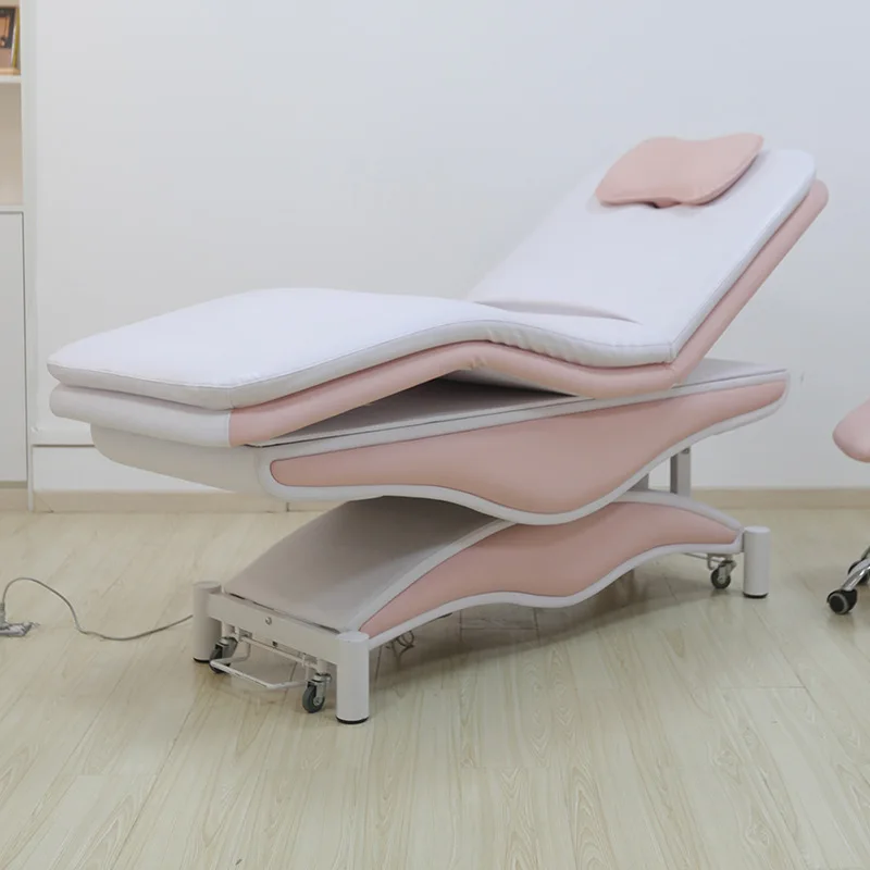 Modern Pink Massage Tattoo Bed Cosmetic High-end Lifting Electric 3 Motors Beauty Salon Bed