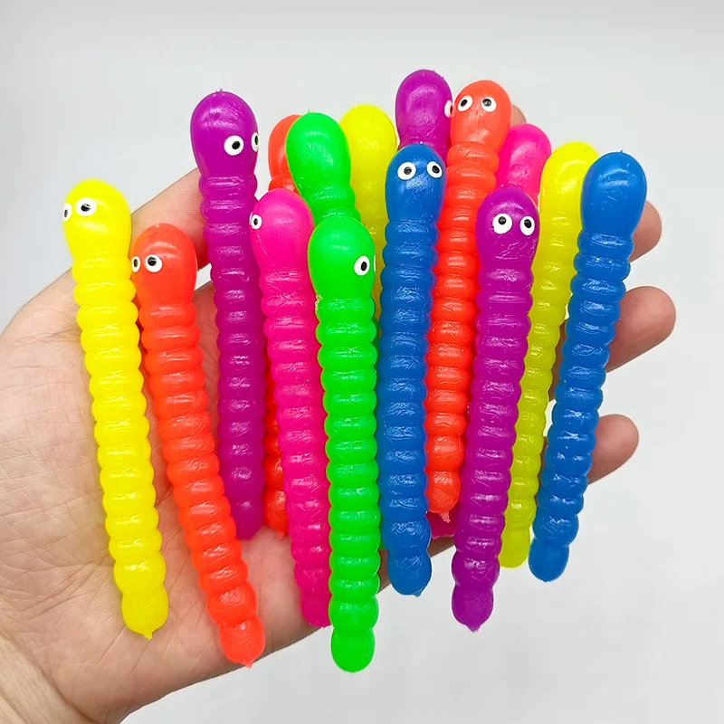 Fidget Toys 5PCS Colored Caterpillar Pull Worm Noodle Fidget Toys Stretch String