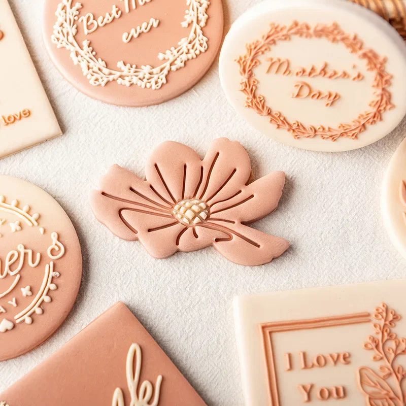 Rose Flower Biscuit Mold Fondant Cookie Press Stamp Mom Birthday Cookie Cutter Baking Tools For Mother's Day cookie cutter,baking mold,cookie mould,cookie maker press kit,pastry cutter