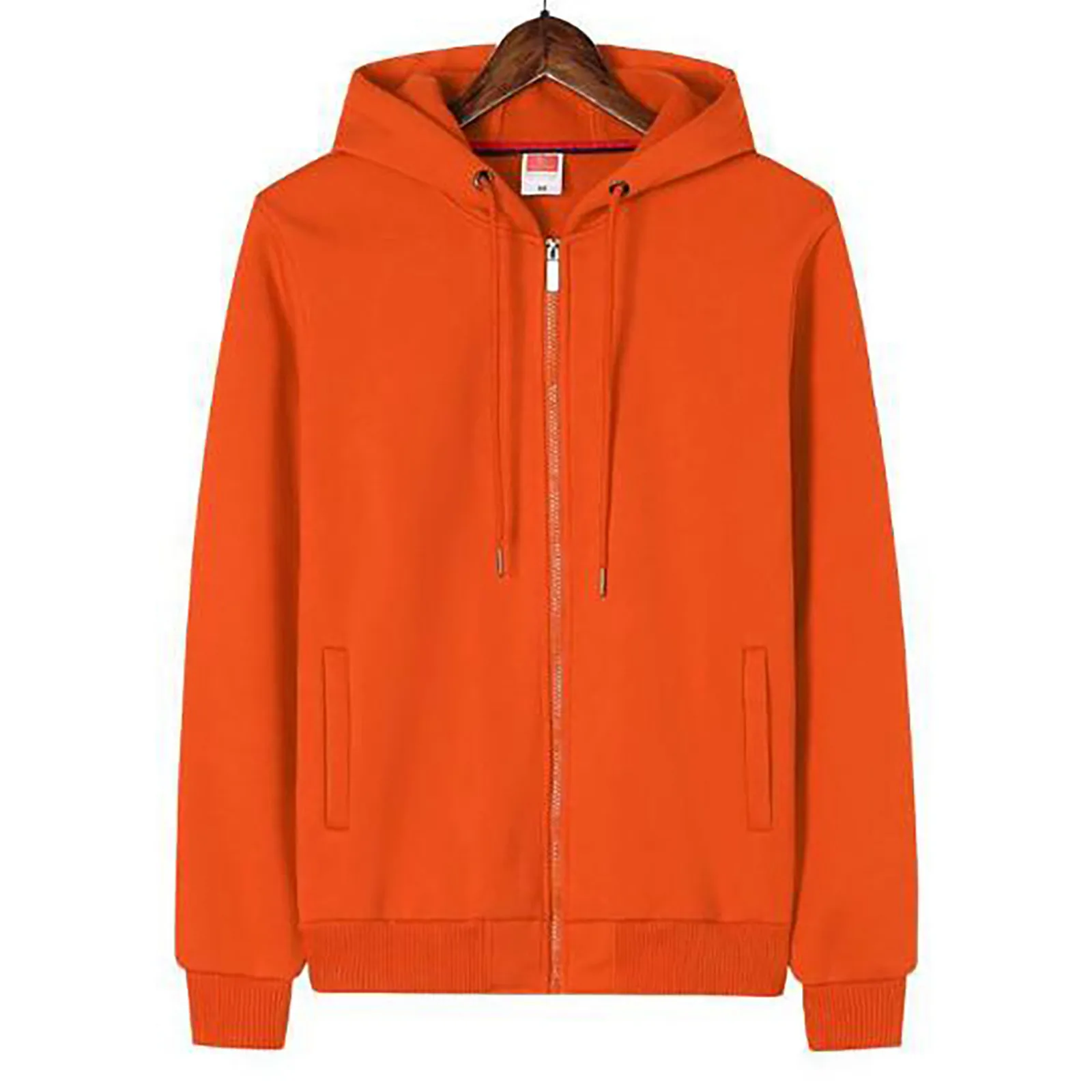 Mens Zip Up Hoodie Spring Autumn Solid Color Hooded Cardigan Sweatshirts Hip Hop Oversized Outdoor Sports Basic Tracksuits Male