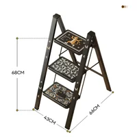 Antique Home Folding and Expansion Ladder Thickened Indoor Step Ladder Stool Three or Four Steps Climbing Multifunction Ladder 6