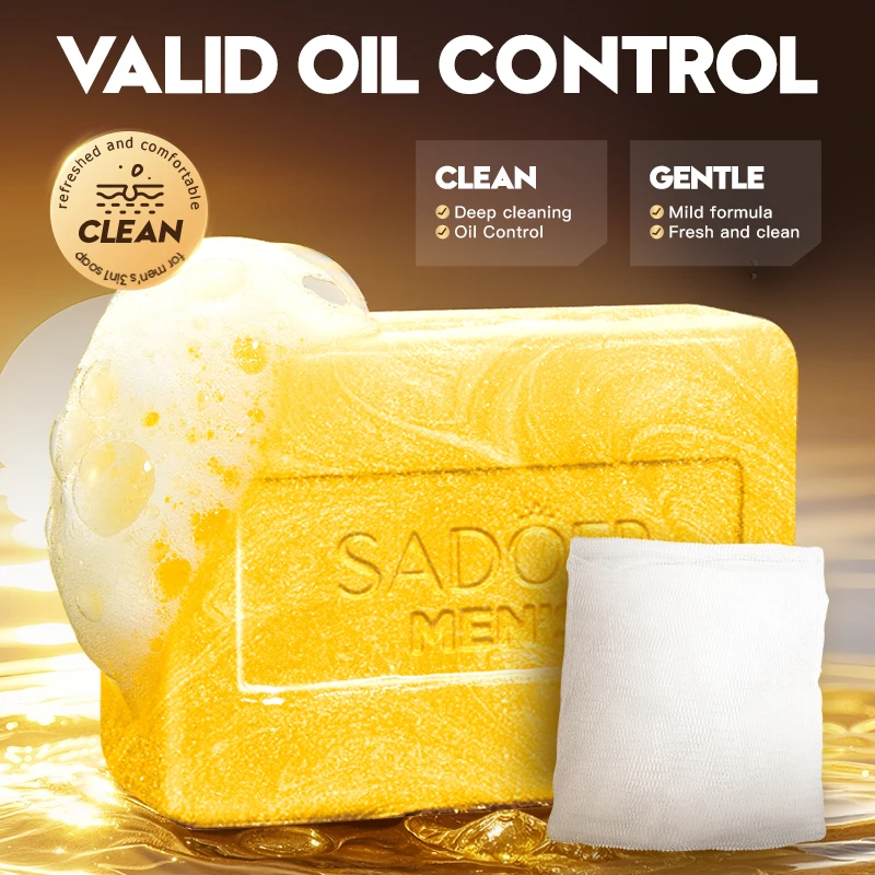 SADOER 24K Golden Men's Facial Soap Face Wash Foam Facial Cleanser Anti-aging Moisturizing Men Body Bathing Handmade Soap