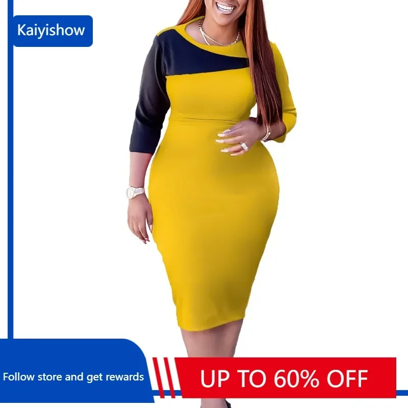 

African Dresses for Women Autumn African Women Three Quarter Sleeve V-neck Red White Gray Polyester Knee-length Dress