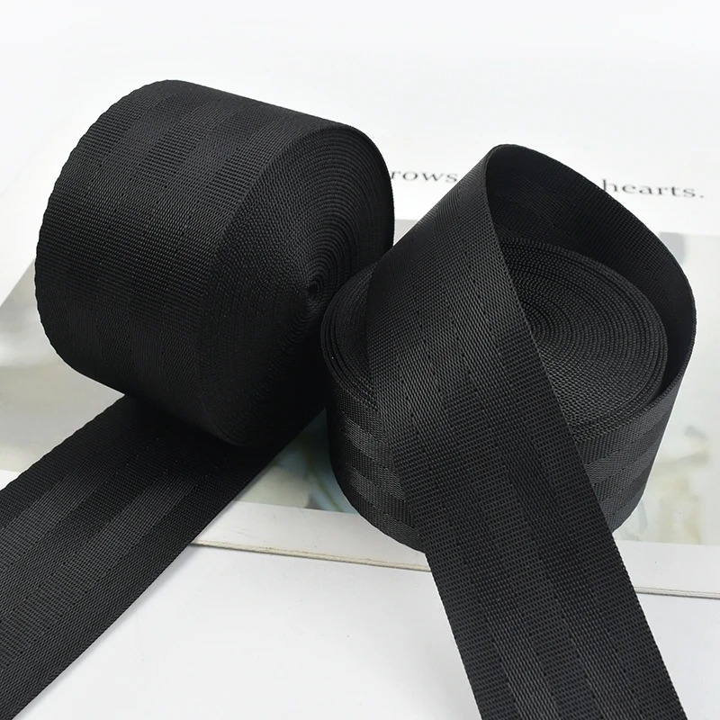 Black Nylon Webbing Tape for Sewing and Crafting - Various Widths and Lengths Available