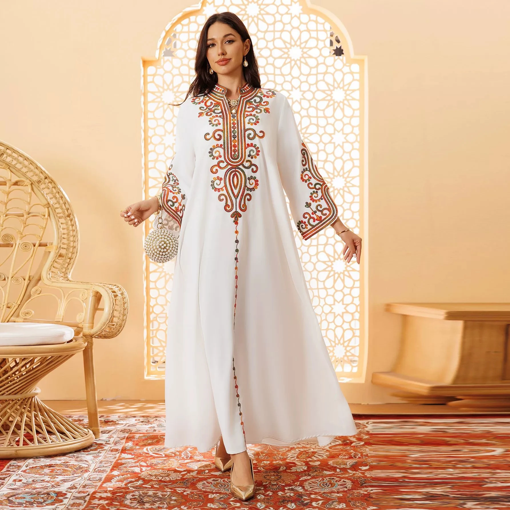 الخريف والشتاء أزياء إسلامية فاخرة ملابس نسائية مطرزة الشرق الأوسط أفريقيا رداء إسلامي فستان المملكة العربية السعودية