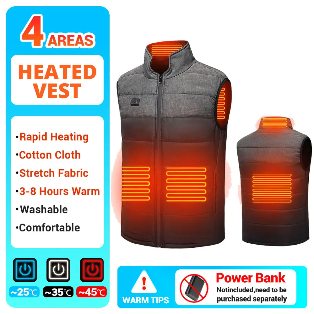 thumbnail image 1 of Chaleco calefactor de 17 áreas para hombre y mujer, chaleco calefactable por USB, chaqueta calefactora de temperatura con Control inteligente, abrigo de algodón para caza, senderismo y esquí, 1 of 5