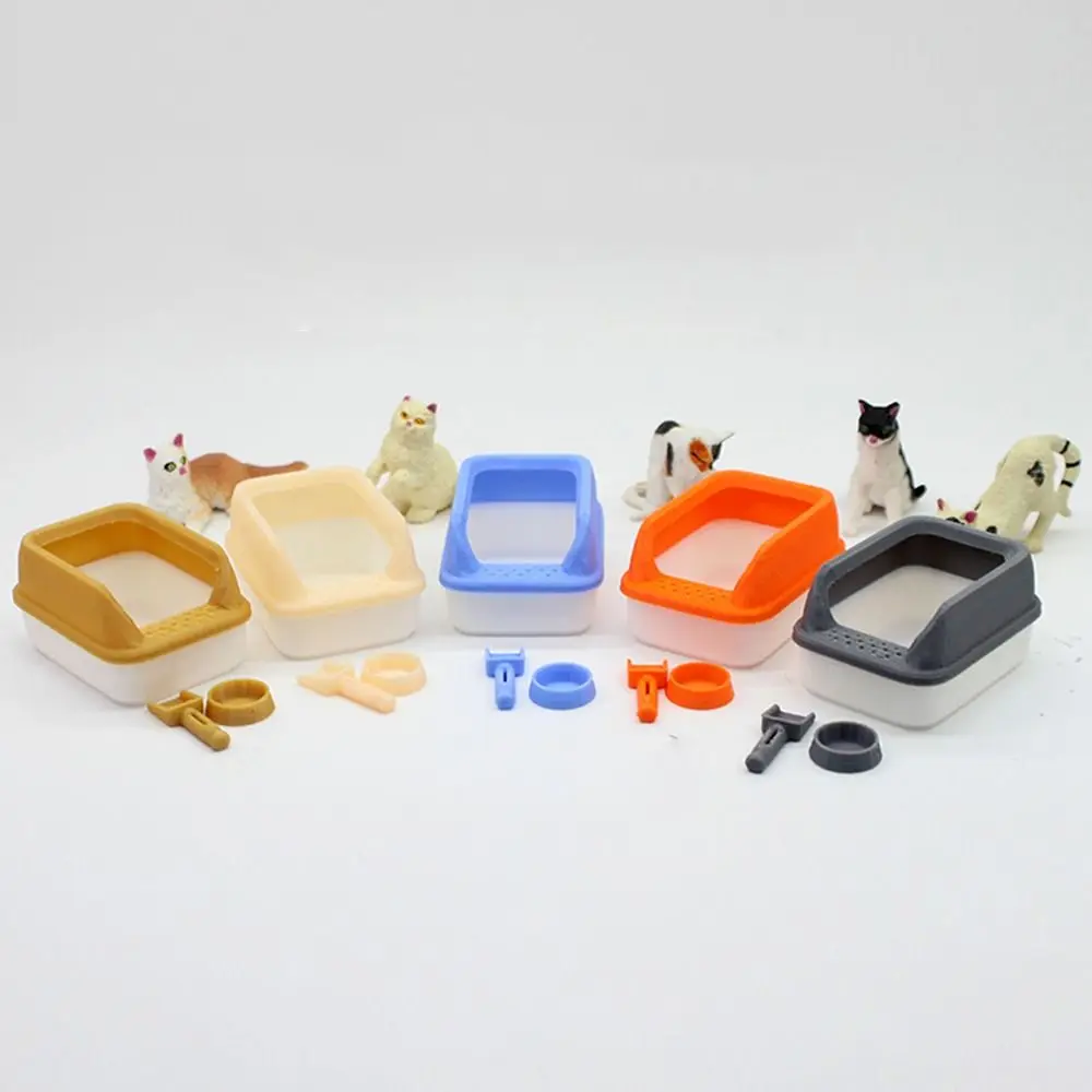 Miniature Dollhouse Cat Litter Box Set