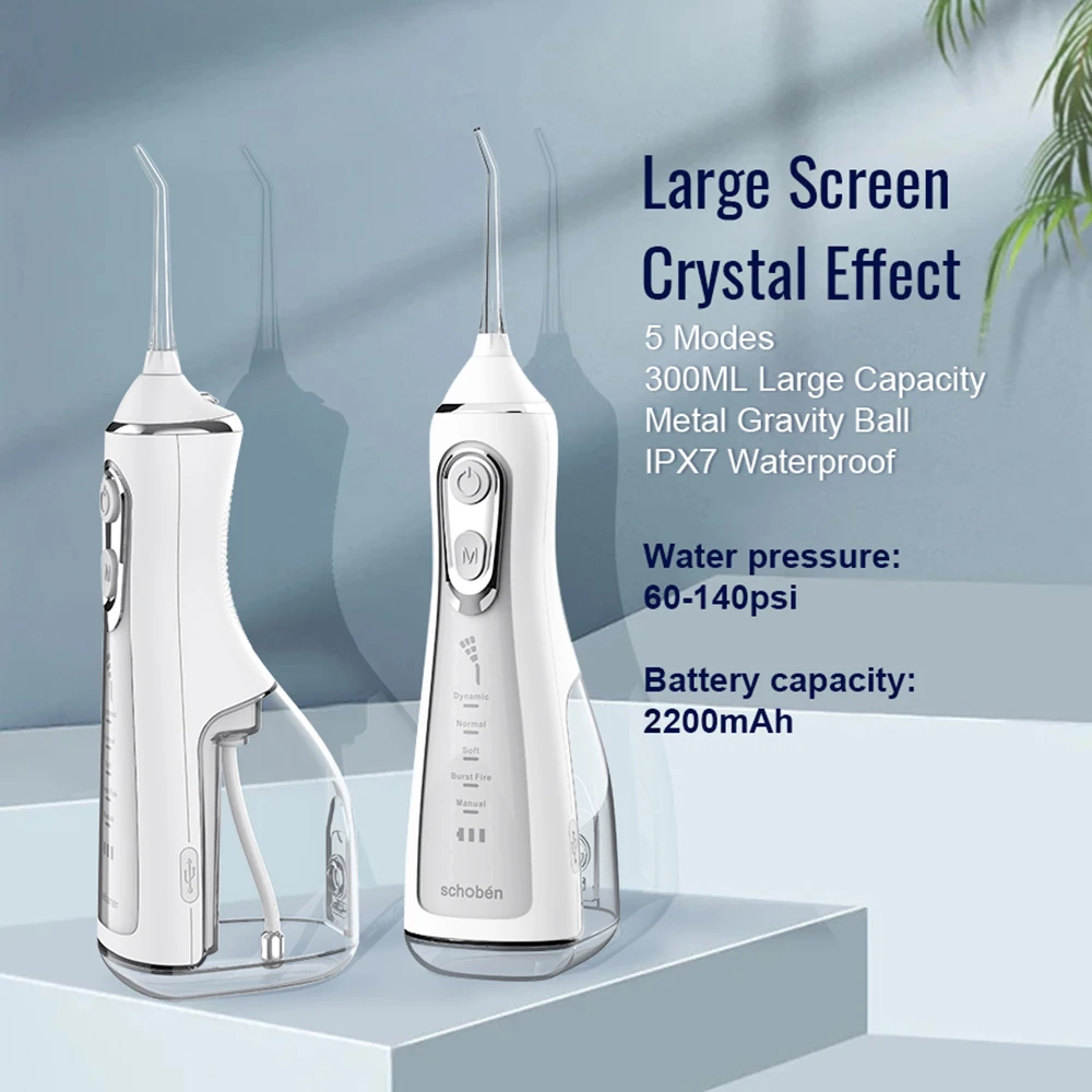 Portable Water Flosser Dental Oral Irrigator Pick 5 Modes 360° Rotated Jet For Cleaning Teeth Thread Floss Mouth Washing Machine