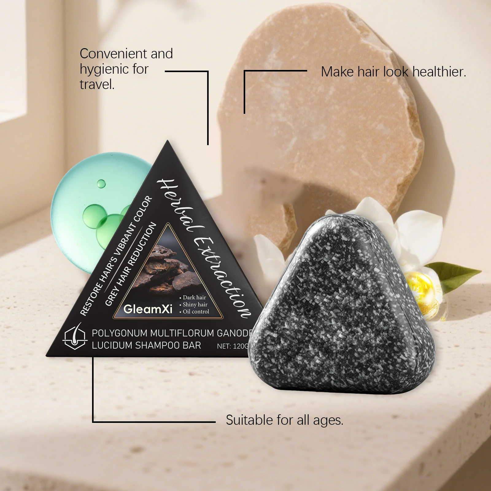 Polygonum Multiflorum Shampoo Bar-Gentle & Moisturizing,Cleanses Scalp,Improves Hair Quality, Nourishes Locks for Smooth Strands