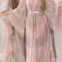 Robe musulmane de luxe pour femmes, abaya Dubaï, robe maxi noire, paillettes de haute qualité, broderie en dentelle, ramadan, caftan, islam, kimono 5