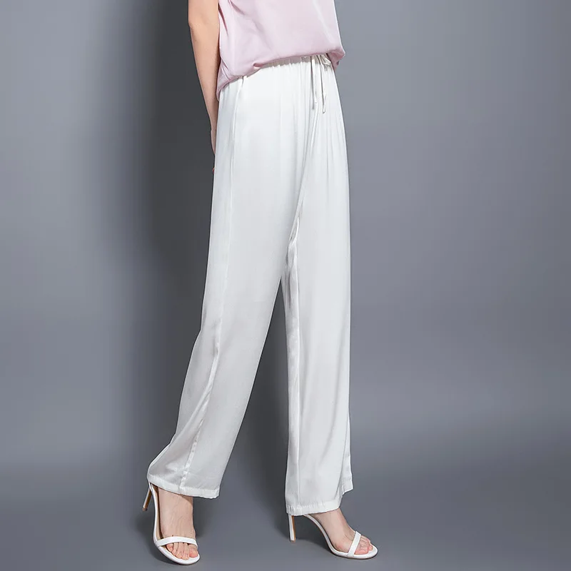 19 Mm 100% Mulberry Silk Trousers for Women Casual Pants Female