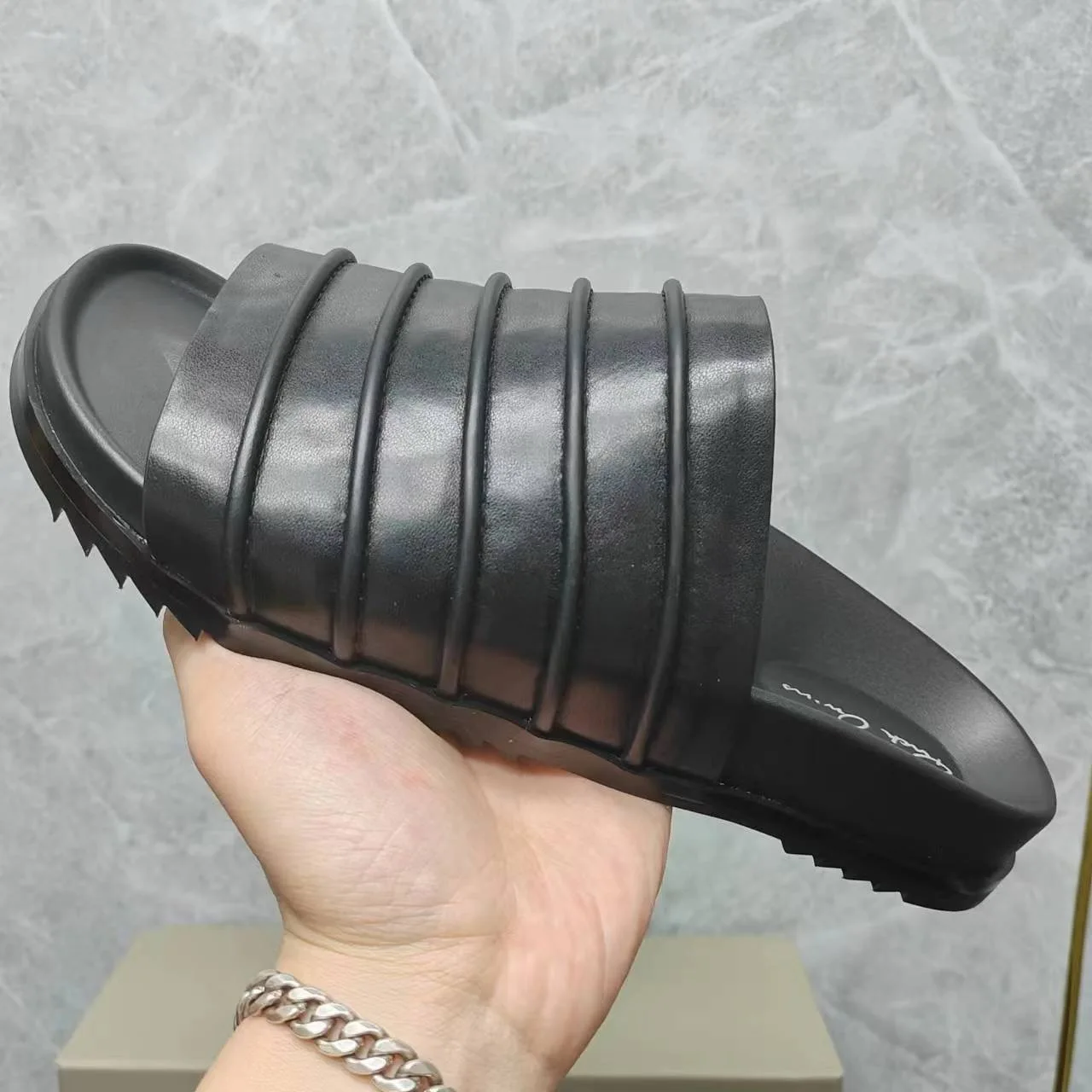 Rick shoes leather comfortable soft-soled indoor and outdoor slippers simple and high-end drag hand-customized. 5