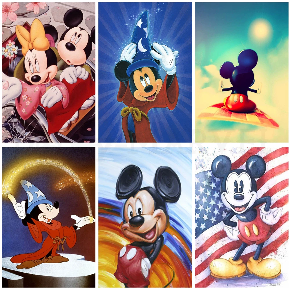 Mickey Mouse 5D Diy Diamond Painting Disney Cartoon Full Round Square Drill Embroidery Mickey Mouse Clubhouse Diamond Mosaic Art