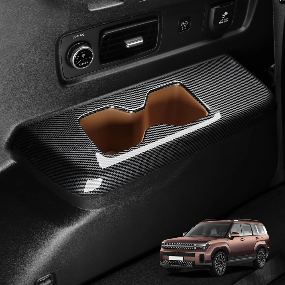 

Carbon Fiber Wood Grain Style Car Inner Third Row Water Cup Holder Cover For Hyundai Santa Fe MX5 2024