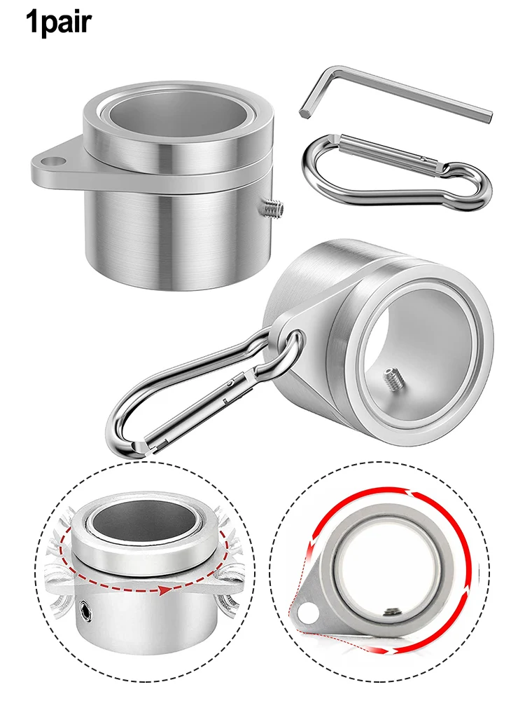 2pcs Aluminum Alloy Flag Pole Rings Degree Rotating Flagpole Mounting Rings Kit With Carabiner For 0.6 To 1.26Inch Flagpole flag pole attachments