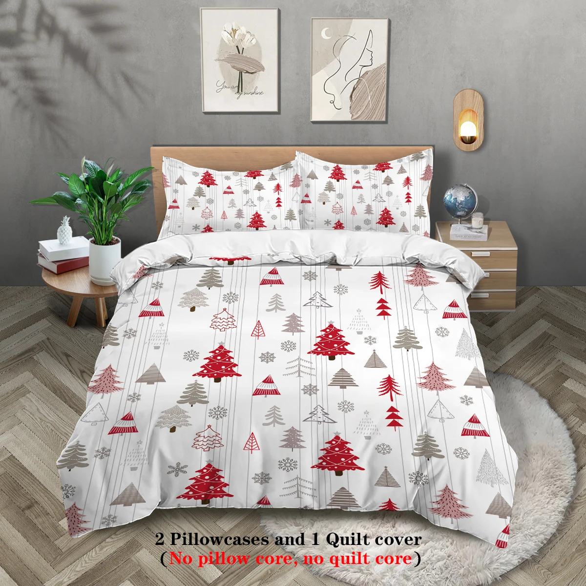 3D Candle Five-Pointed Star 52156 Christmas Quilt Duvet Cover Xmas Bed Pillowcases
