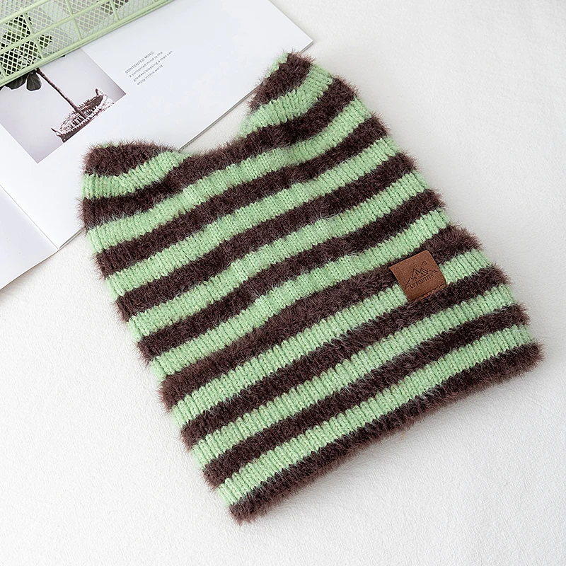 Damen-Plüsch-Wintermütze mit flauschigen Ohren, gemütliches Katzenohr-Design, modische Y2K-Mütze für Damen – Detail 17