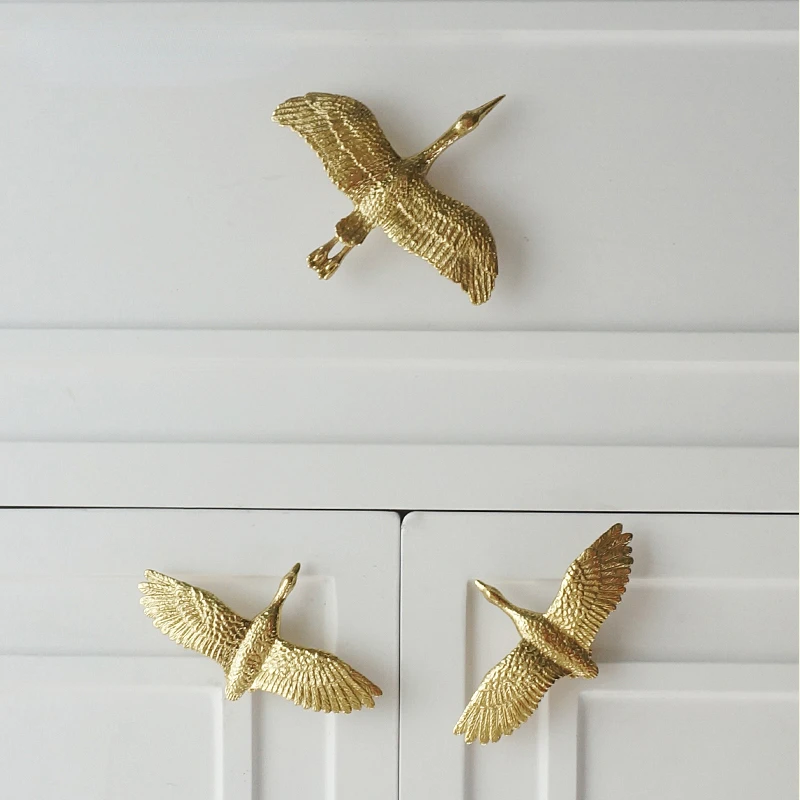 

The Crane Furniture Handles Drawer Knobs Handles for Cabinets and Drawers Brass Wardrobe Pulls Kitchen Cabinet Cupboard Knobs
