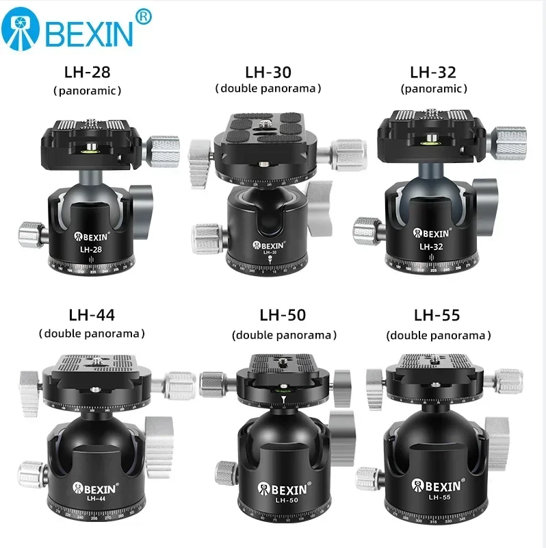 Low Center of Gravity 55mm~28mm Tripod Ball Head Double U Notch Ultra-low Profile Damping Setting CNC Ballhead Heavy Duty tripod ball head