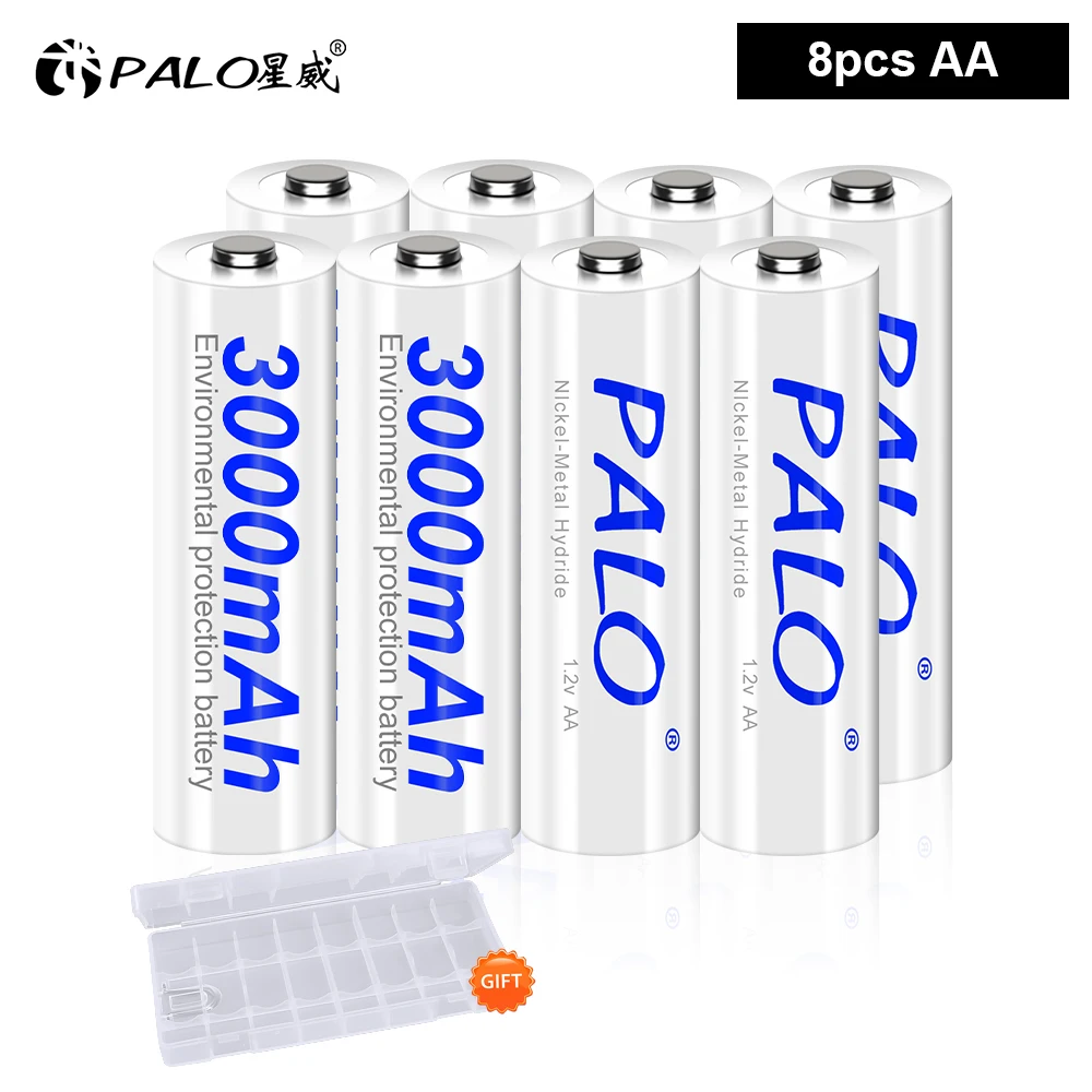 

PALO AA Rechargeable Battery AA 1.2V NiMH 3000mAh Ni-MH Pre-charged Bateria Low Self Discharge aa Batteries for Toys Camera