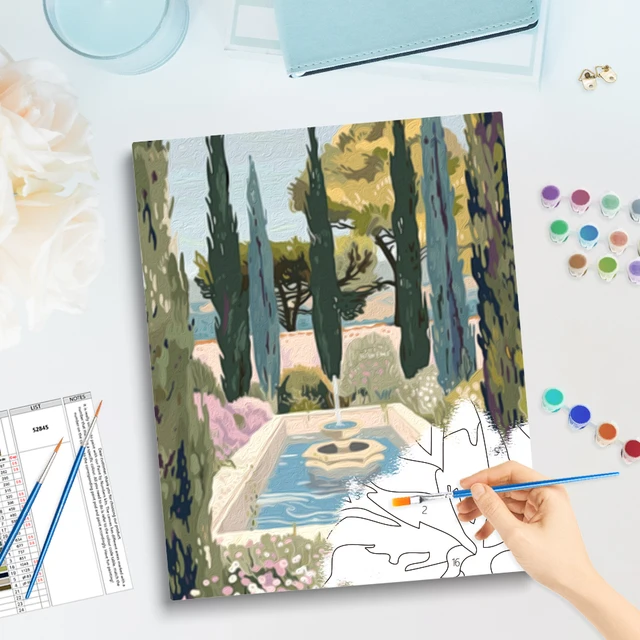Gatyztoire – peinture par numéros pour adultes, coloriage de paysage, peintures acryliques, artisanat d'art, peinture, fournitures d'art, décoration murale 3