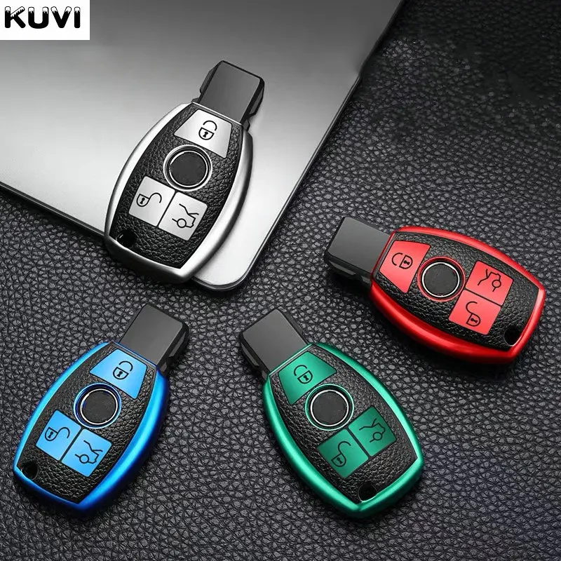 Leather TPU Car Key Case Cover Shell Fob For Mercedes Benz A B C E S Class W204 W205 W212 W213 W176 GLC CLA AMG W177 key case key case cover
