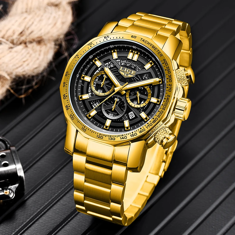 LIGE New Business Watch Men Fashion Military Sports Waterproof Men's Quartz Wristwatches Top Brand Luxury Date Chronograph Male