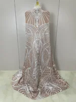 2025Luxury Feathers Cloak White Printing Sexy Sheath Jumpsuit Women Evening Party Bar Nightclub Singer Stage Performance Costume - Image 3