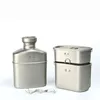 Outdoor Camping Hiking Picnic Four-piece Set Of Wild Survival Kettle Storage Box Lunch Portable Trekking BBQ Pure Titanium Gear 3