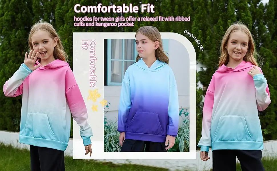 Ficoribety Cute Tie Dye Graphic Hoodies for Teen Girls