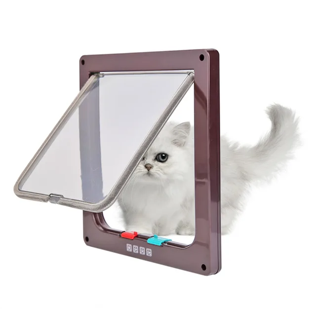 4 Way ABS Animal Pet Kitten Puppy Security Flap Door Safe Dog Cat Gate Doors 3