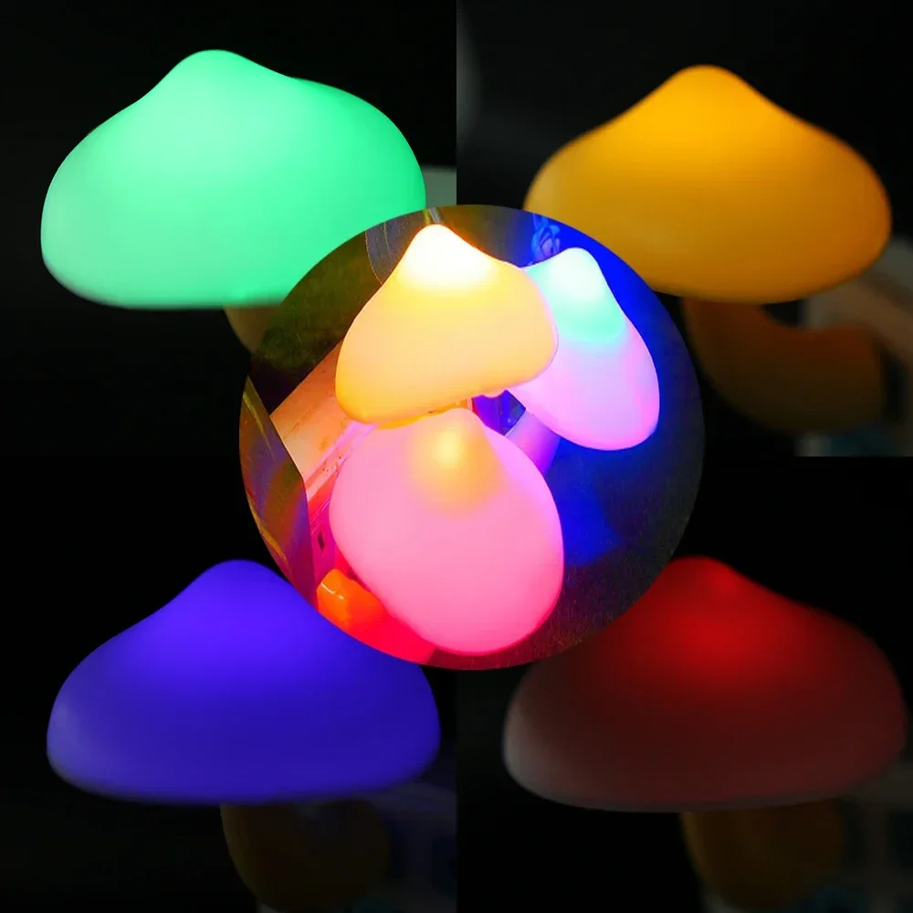 LED Night Light Christmas Gift Mushroom Shape Automatic Sensor Bedroom Decor Wall Lamp Kid Room Bedside Lamp US/EU Plug