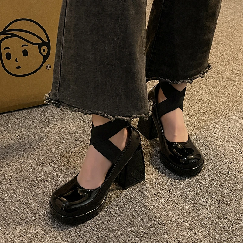 

Mary Jane Women's Shoes 2024 New Fashion Platform High Heels Solid Lolita High Heels Casual Dress Shoes Women's Shoes Sandals