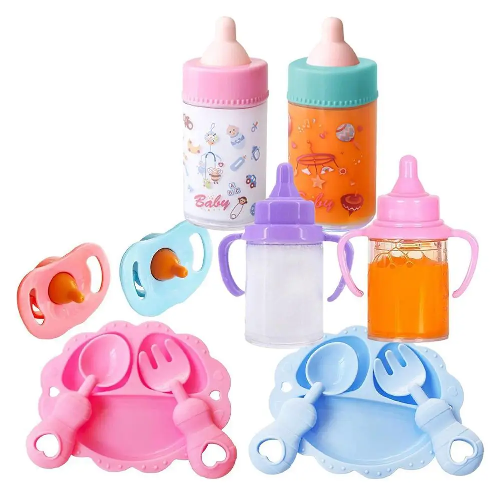 Magic Disappearing Baby Bottle Toy Set, Realistic Doll Feeding Accessories with Pacifier Juice Bottle Spoon, Pretend Play