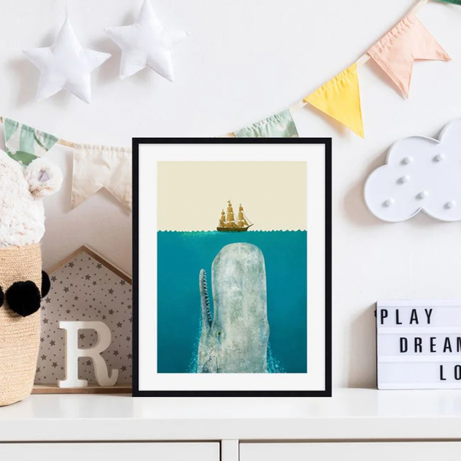 

Watercolor Abstract Whale Boat Wall Art Canvas Painting Modern Nordic Poster And Prints Gallery Decor Pictures For Living Room