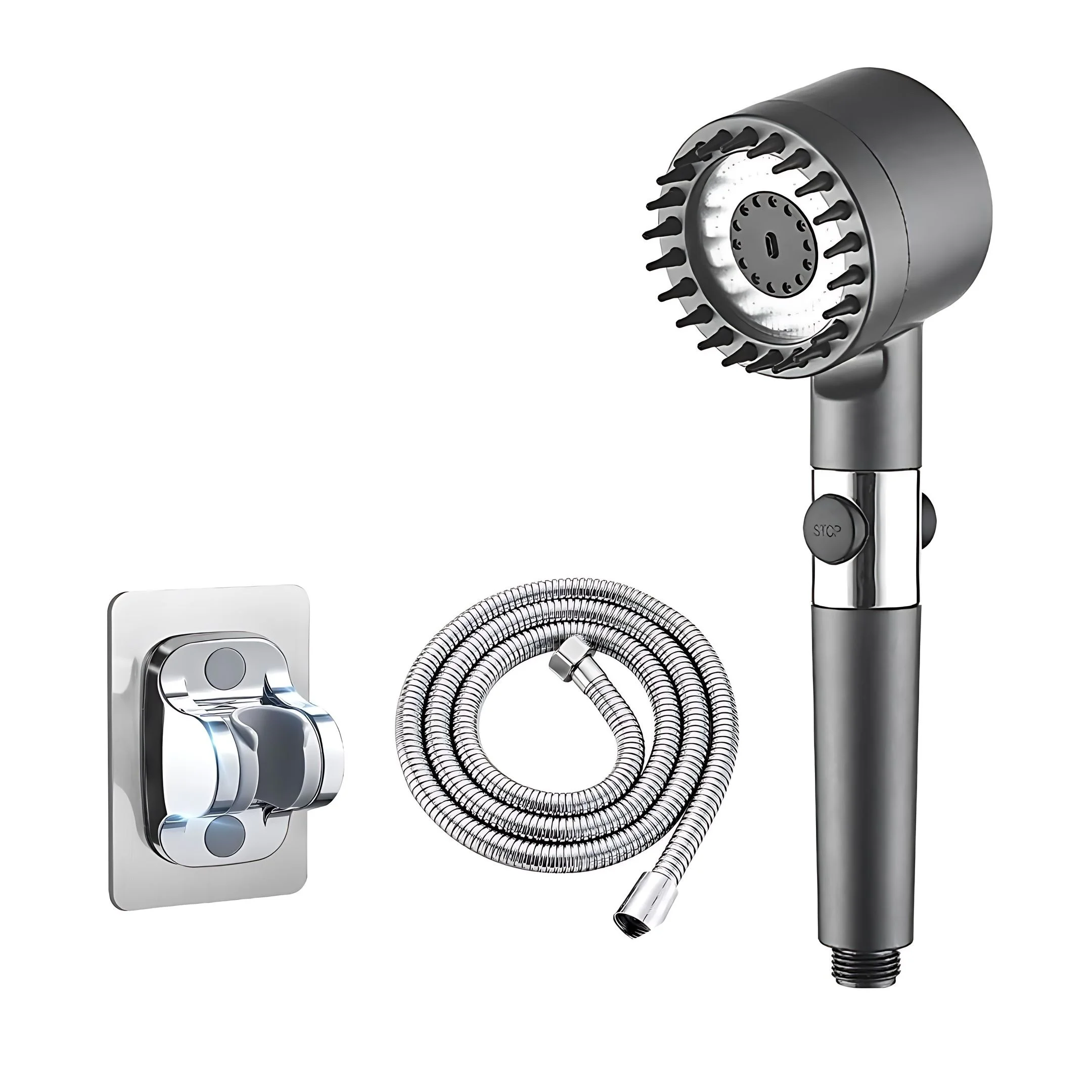 High-pressure Shower Head 3-mode Adjustable Spray with Massage Brush Filter Rain Shower Faucet Bathroom Accessories