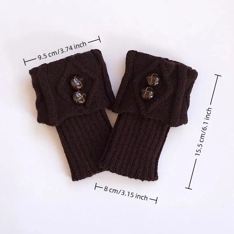 1 Pairs Autumn Winter Women's Short Rhombus Flip 2 Button Foot Warmer Knitted Fabric Socks Fashion Boot Cover Leg Warmers