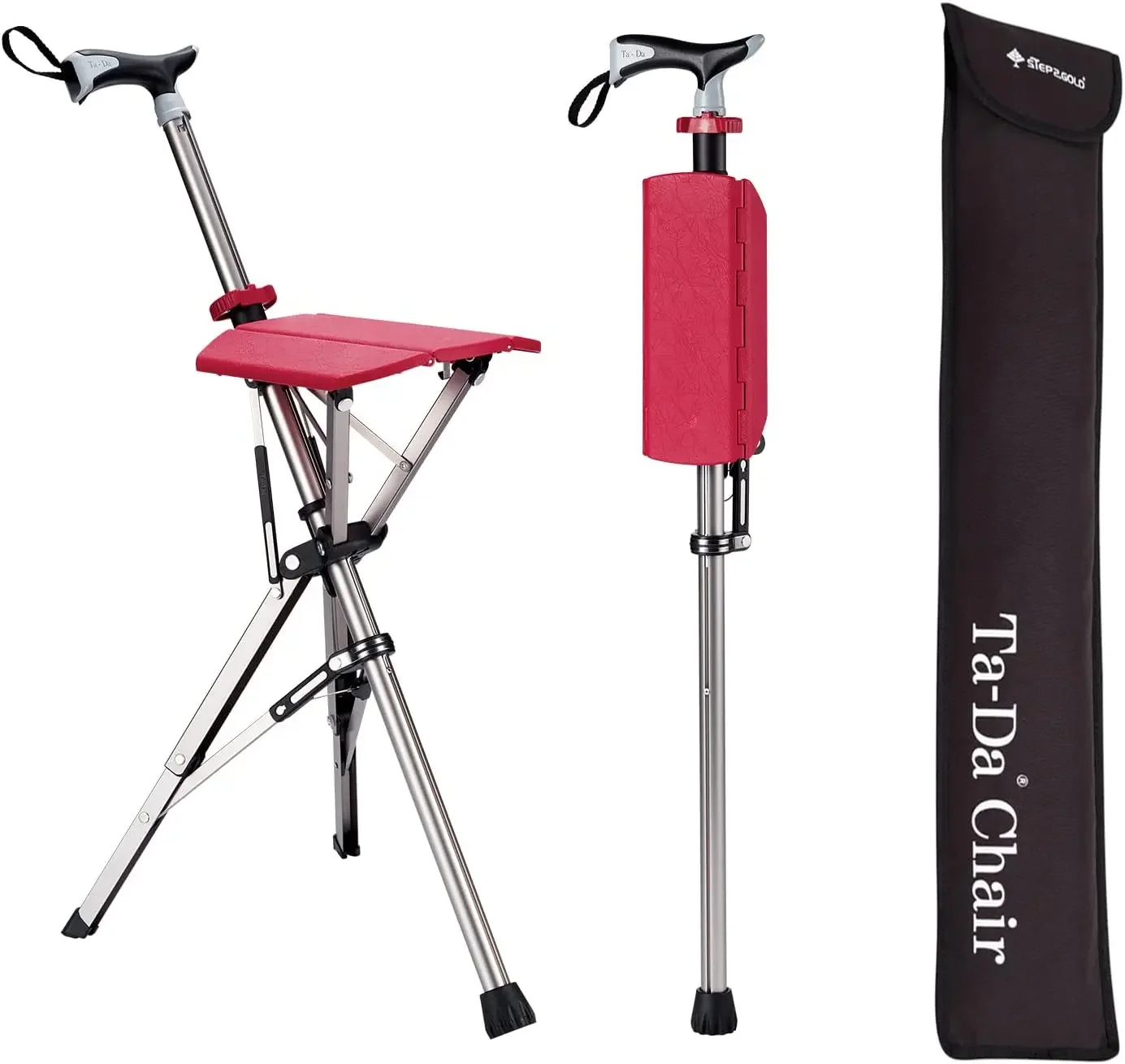 Chair, Portable Trekking Hiking Pole, Folding Walking Stick with Seat, Walking Cane with Foldable